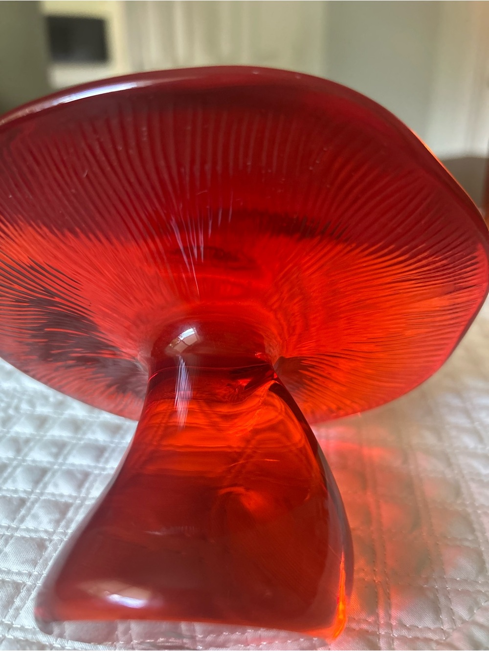 Vintage Amberina Art Glass Mushroom PapperweightMid-Century Modern Viking style - Picture 5 of 9